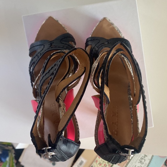 L.A.M.B | Jen | Caged hot pink stiletto pumps | black & hot pink Y2K | 6.5 - Picture 8 of 14